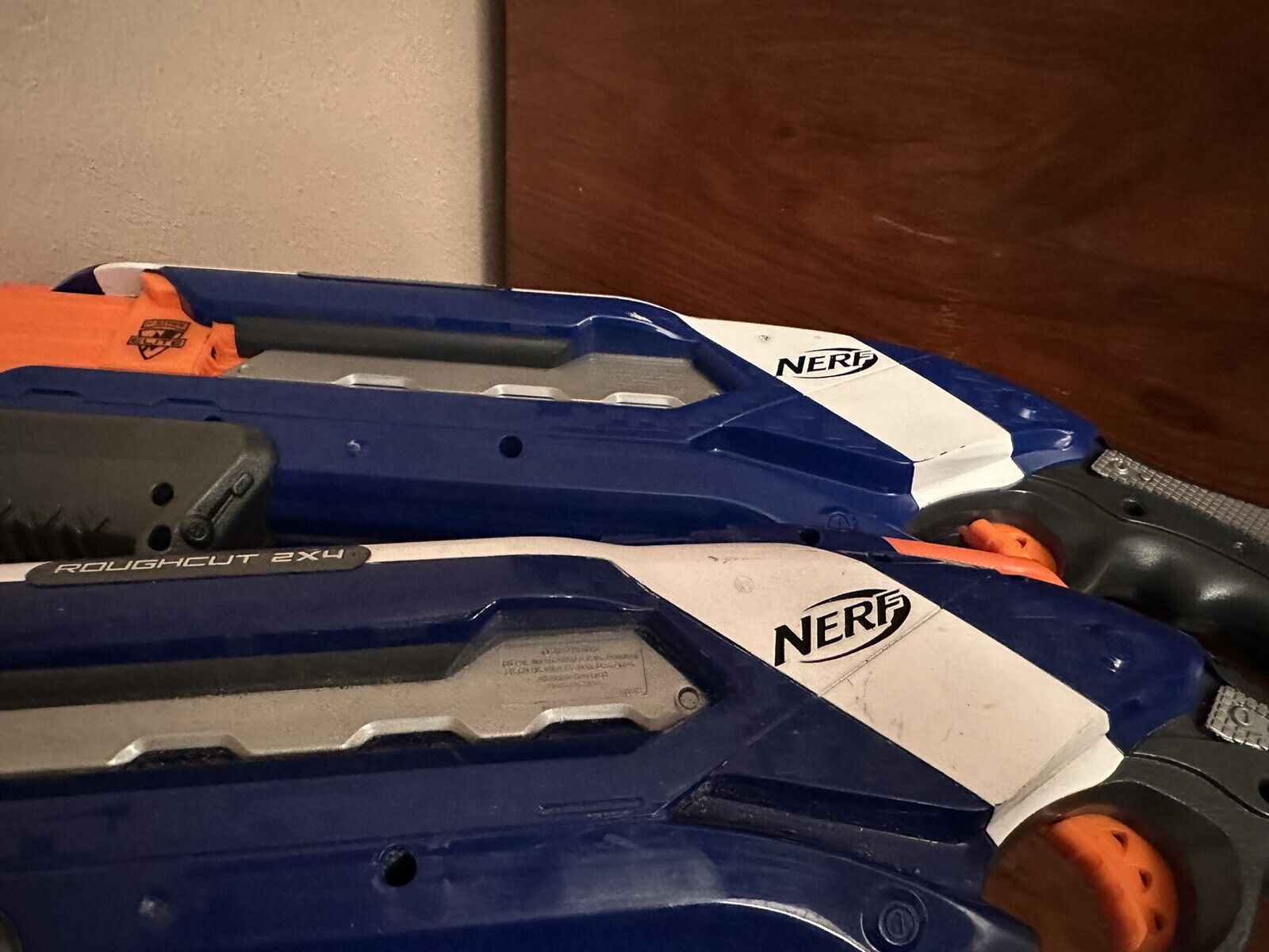 TWO Nerf N-Strike Roughcut 2X4 Dart Blaster Guns Blue/White Lot Pair of 2 Nerf - фотография #6