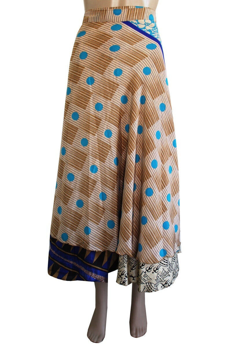 Vintage Silk Sari Recycled Magic Wrap Around Skirt Reversible Women Dress Lot Handmade Does Not Apply - фотография #6