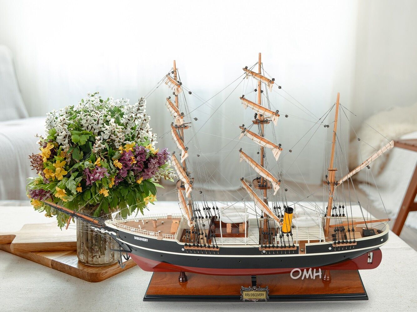 RRS Discovery Antarctic Expedition Steamship SHIP MODEL Wooden Vessel Decoration OMH T202 - фотография #2