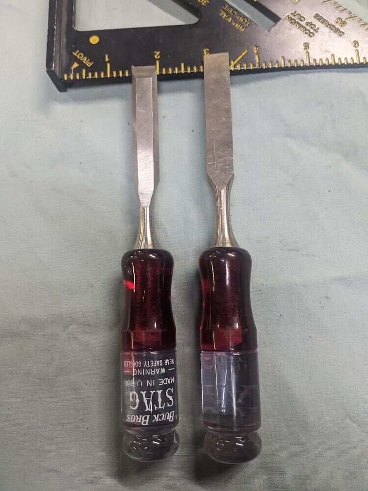 2 X NEW STAG by BUCK BROS 1/2" Chisel's USA STAG by BUCK