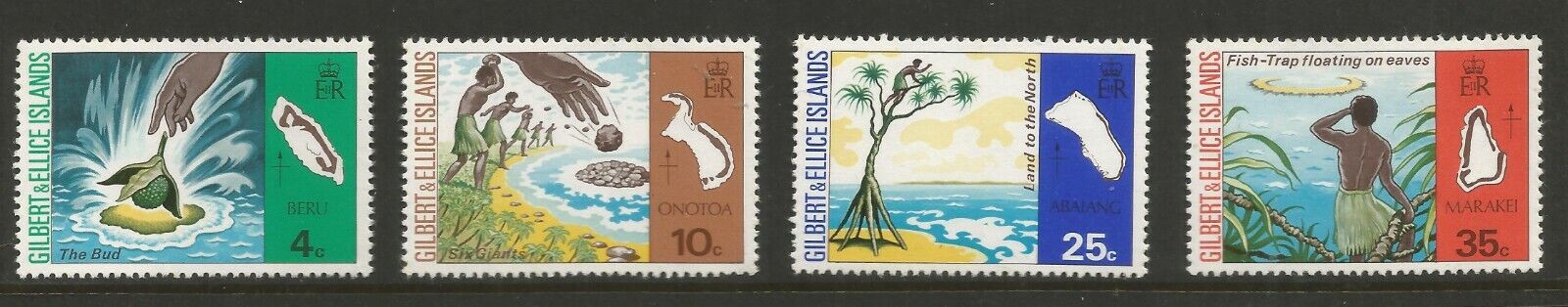 GILBERT & ELLICE ISLANDS 1975, LEGEND OF ISLAND NAMES (4), S.G 252-255 MNH** Без бренда