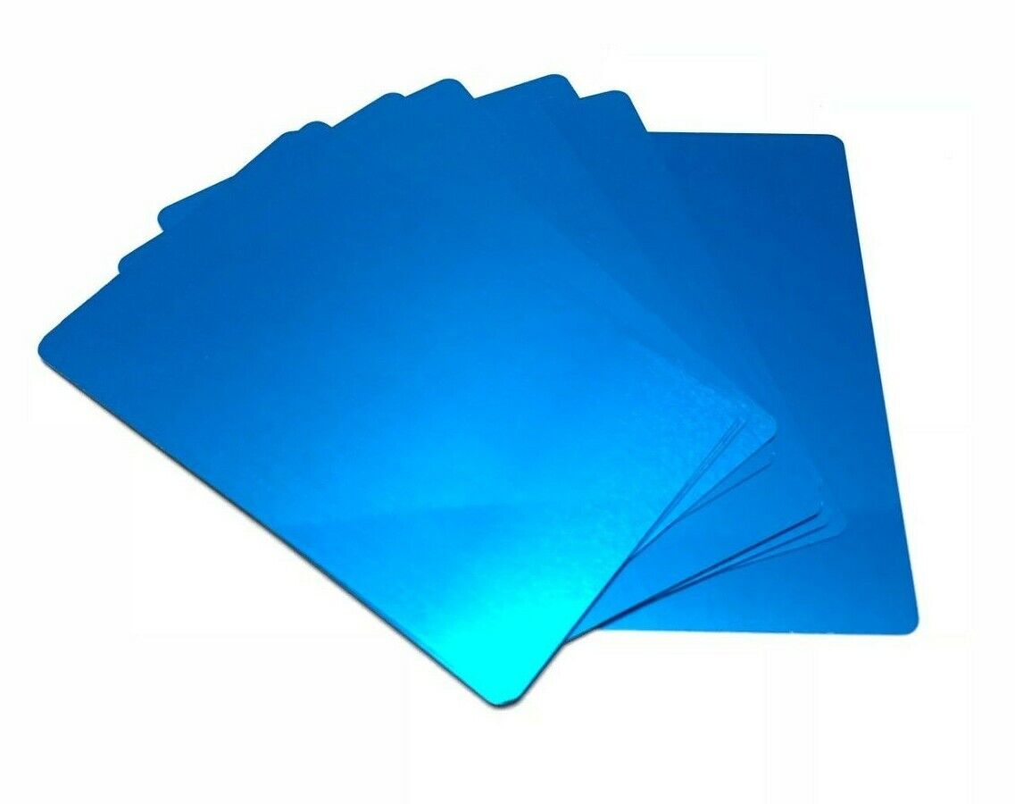 100 Blue Anodized Aluminum Business Card Blanks Laser Engraving Sheet Metal CNC Malayan Products Does Not Apply