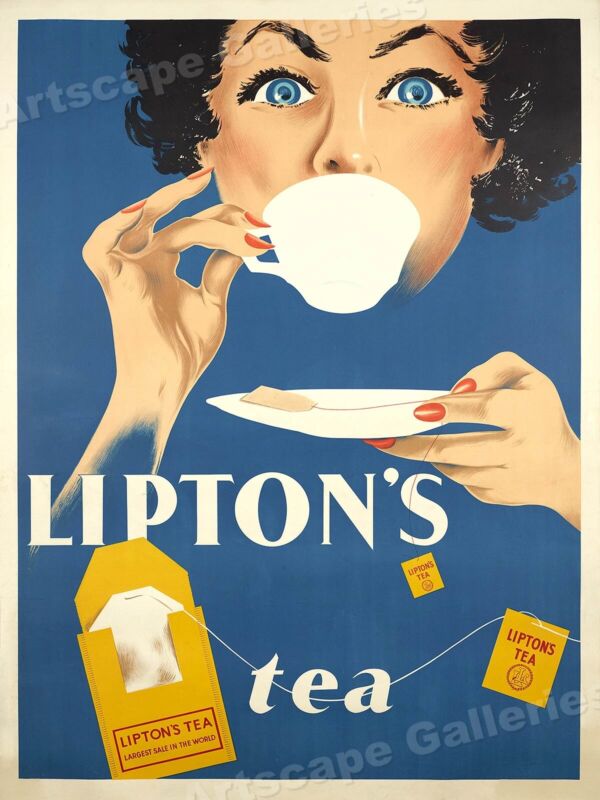 1950s Lipton's Tea Advertising Vintage Style Teabag Poster - 20x28 Unbranded