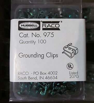 100-PACK HUBBELL RACO 975 GROUNDING CLIPS GREEN 10/12/14 AWG COPPER/ ALUMINUM  HUBBELL 975