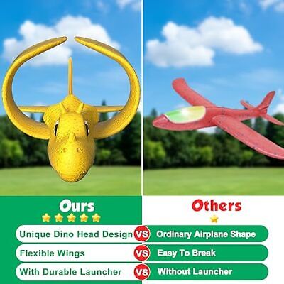 Dinosaur Airplane Launcher Toys for Boys: 3 Pack Dino Foam Airplanes Outdoor  Does not apply Does Not Apply - фотография #6