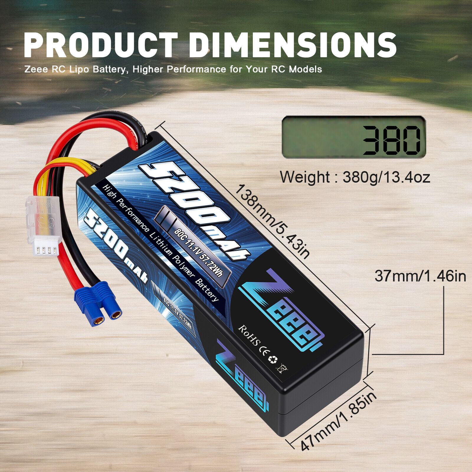 2x Zeee 11.1V 80C 5200mAh EC3 3S LiPo Battery for RC Car Truck Helicopter Buggy ZEEE Does Not Apply - фотография #4