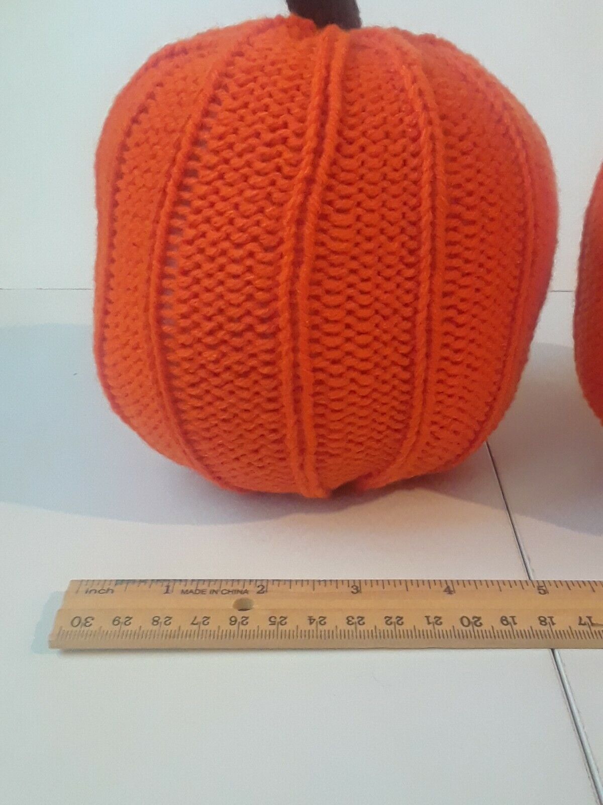 Handmade Knit Pumpkin Set Small Large Orange Fall Autumn Thanksgiving Halloween Handmade - фотография #9