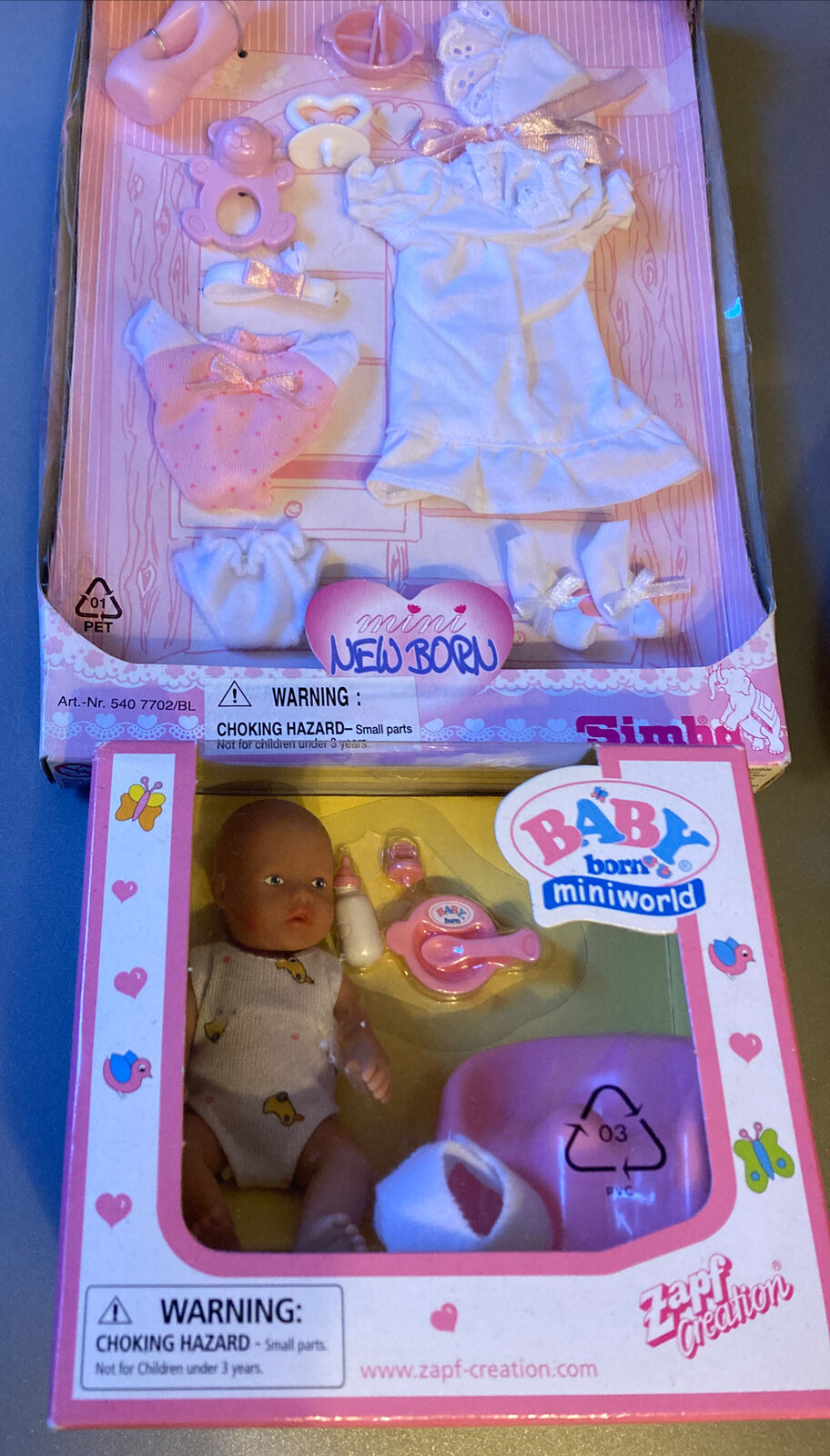 Baby Born Miniworld Doll by Zapf With Simba mini newborn clothes set Zapf