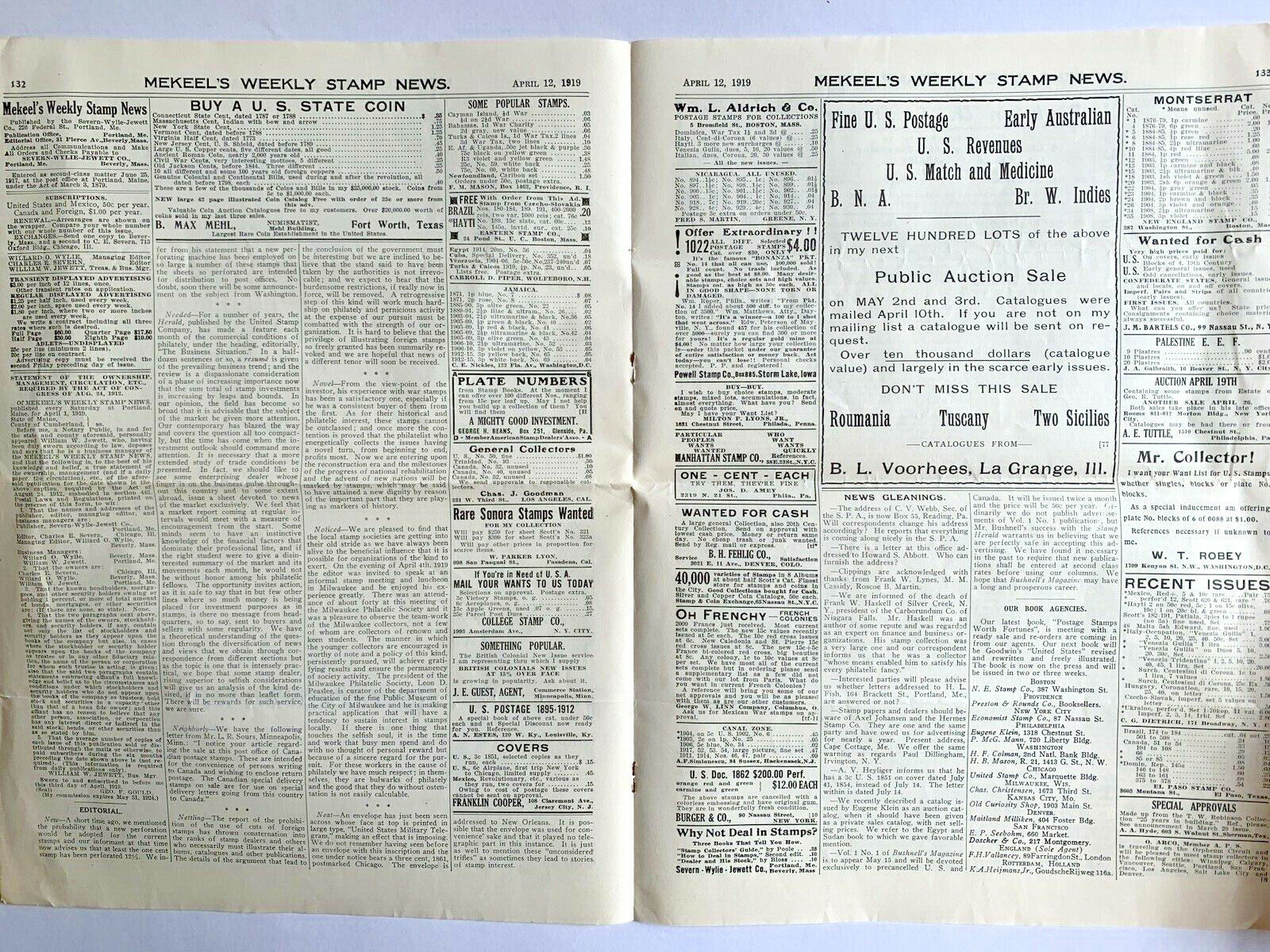 Vintage Philatetic News, 2 Mekeel's Weekly Stamp News April 12 1919 & Feb 8 1926 Mekeel's - фотография #5