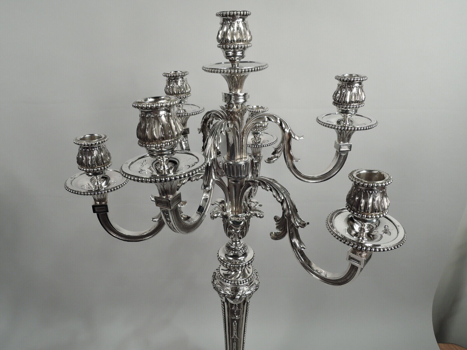 Antique Candelabra 7-Light Belle Epoque Neoclassical Pair French 950 Silver French - фотография #3