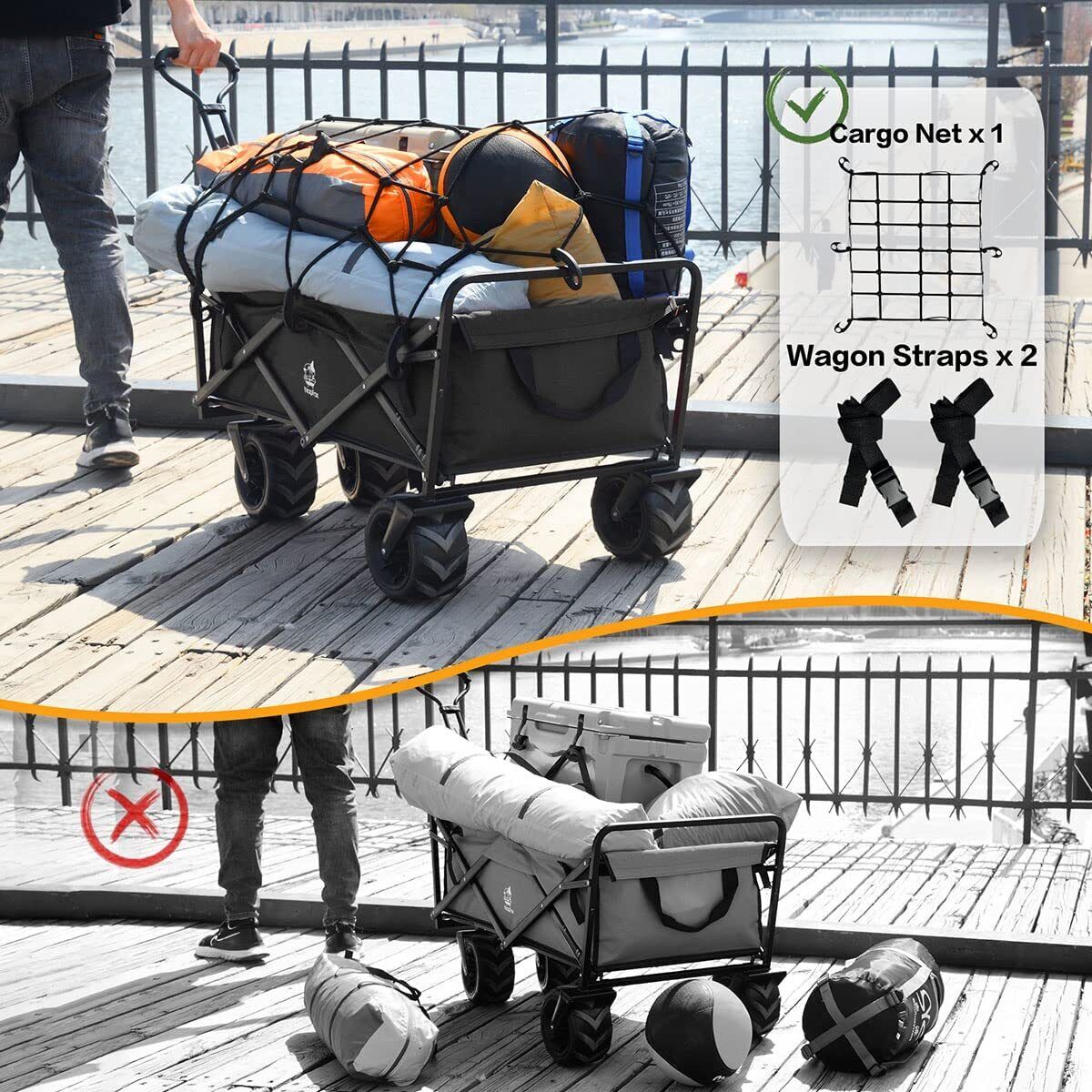 Heavy Duty Collapsible Outdoor Utility Wagon Folding Portable Hand Cart Sport  IFAST - фотография #6