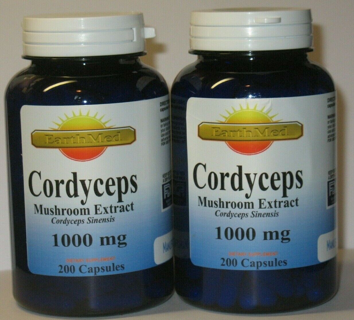 2X Cordyceps Sinensis Mushroom  1000 mg/Serving  400 Capsules Total   Fresh!  EarthMed