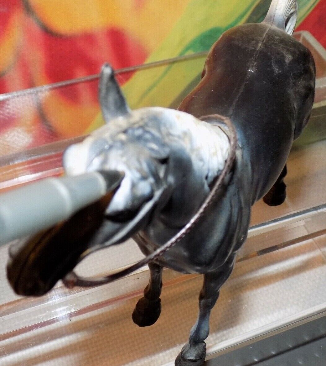 4 RARE ANTIQUE HORSE FIGURES LEATHER WRAPPED GLASS 16" (2) BREYER MOLOIN PLASTIC Без бренда - фотография #7