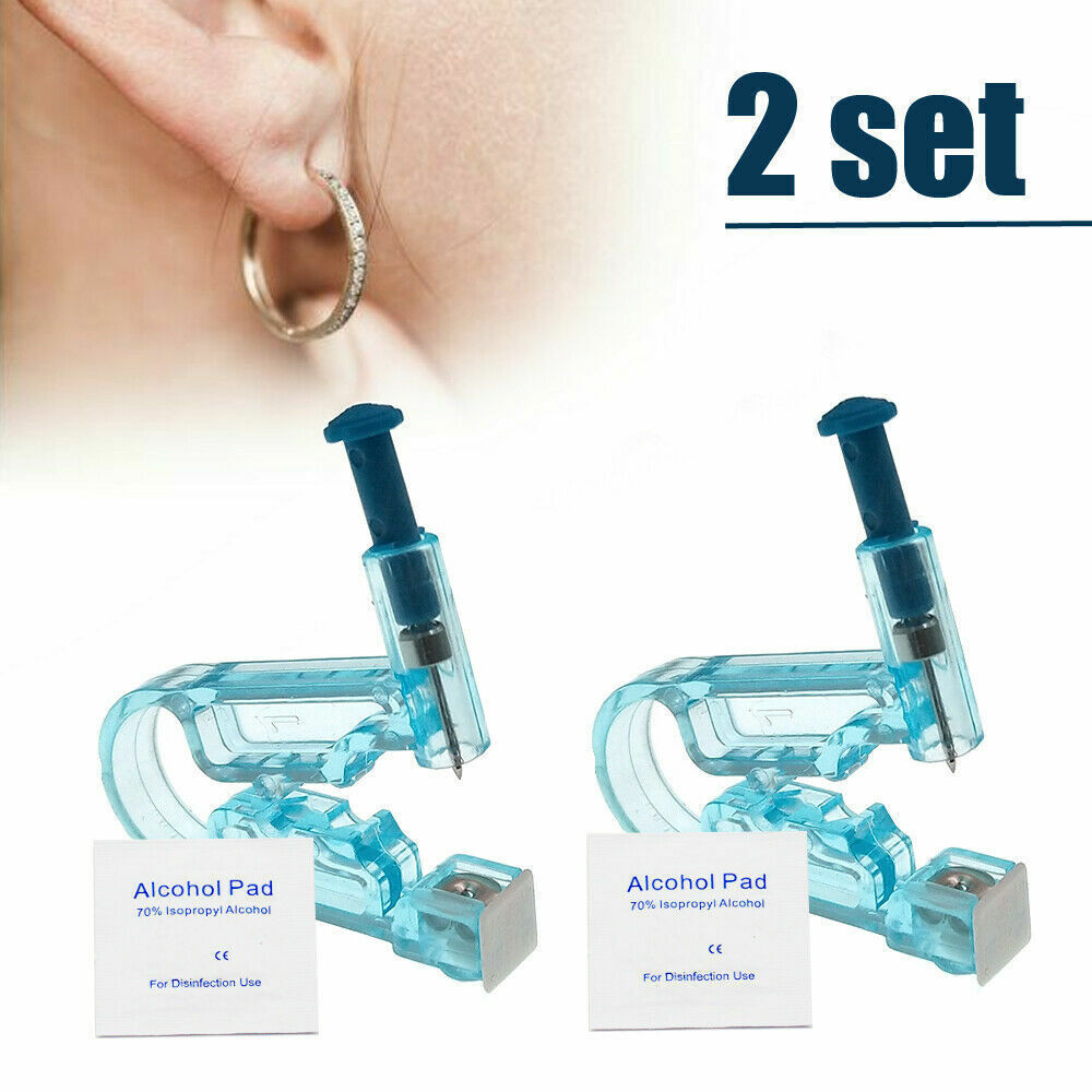 2Pcs Piercing Gun Disposable Sterile Ear Nose Piercing Tool Kit Ear Rings Studs Unbranded