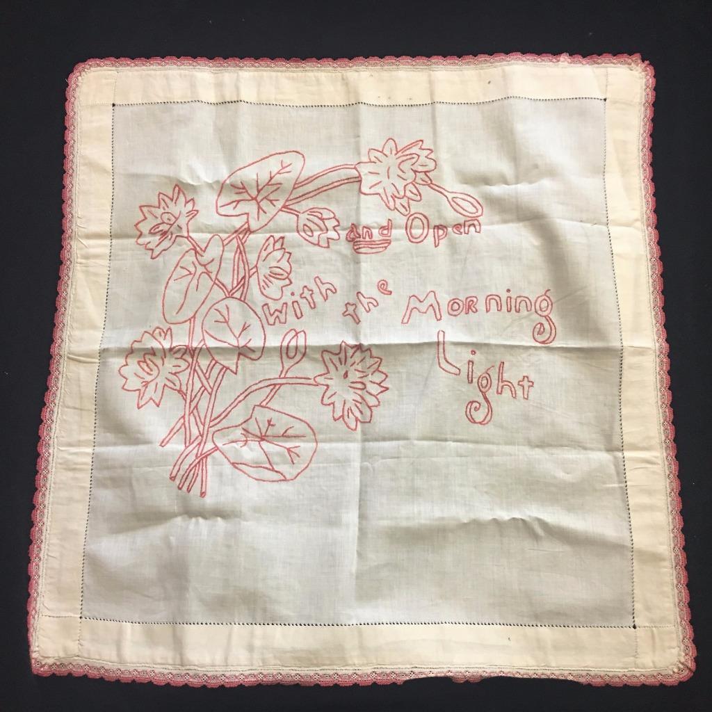 Antique Redwork Embroidery Linen Pillow Layover Victorian Set 2 Sweet Lilies Handmade - фотография #2