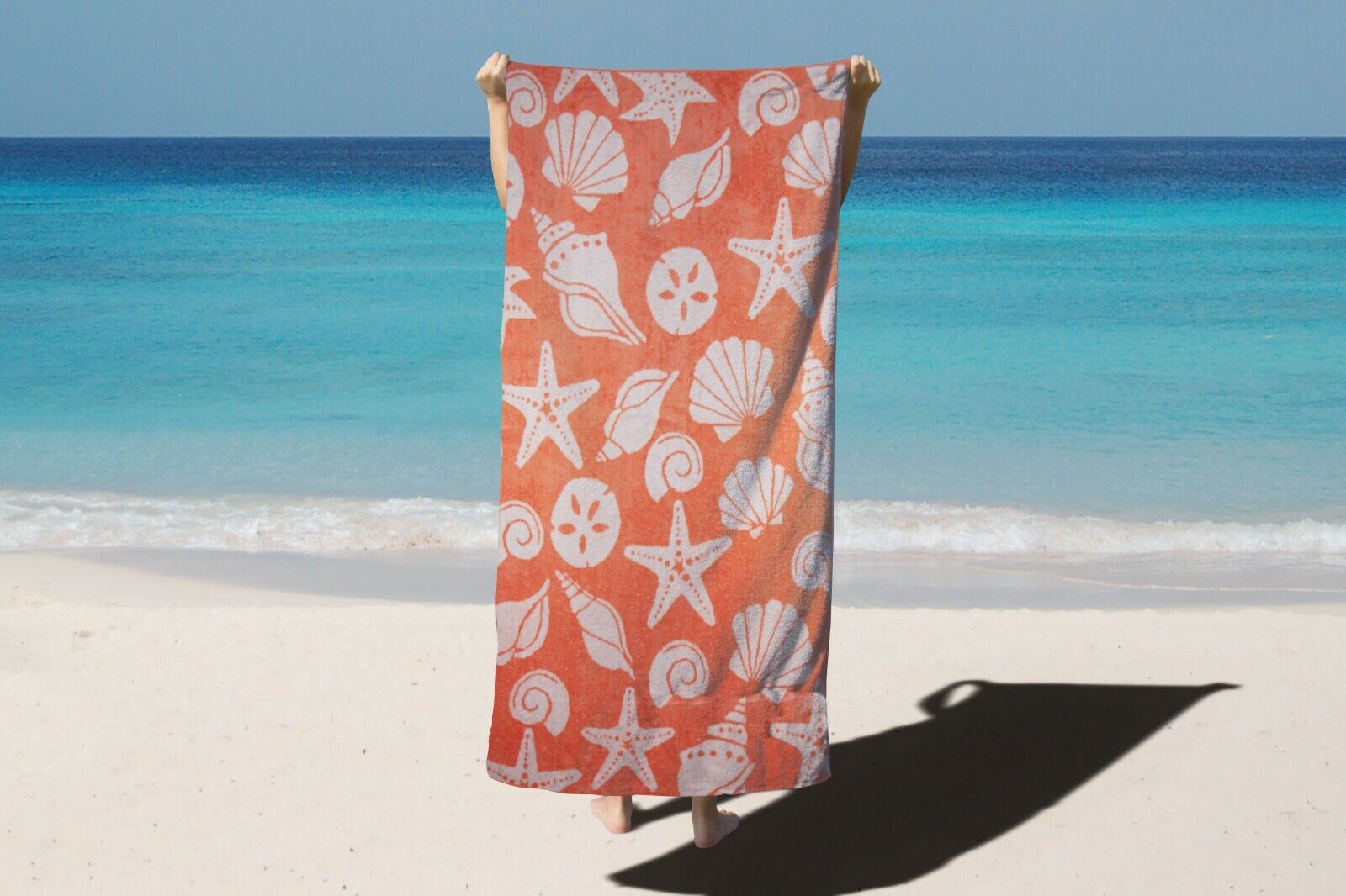 3 Piece Bathroom Towel Set - Seashell Ocean Beach Pattern - Color Options - Soft Arkwright - фотография #11