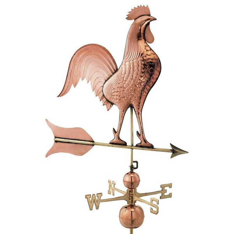 Beautiful 3-d extra large ROOSTER Weathervane ,POLISHED,ANTIQUED OR SEMI WEATHER AA STATUARY & WEATHERVANE - фотография #2