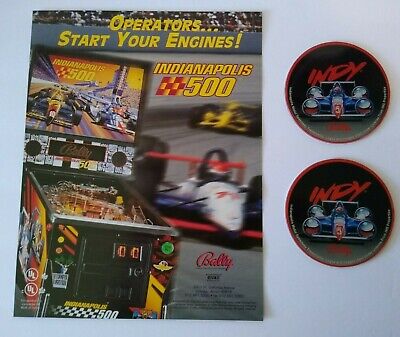 Indianapolis 500 Pinball FLYER & 2 Promos Plastic Coasters Indy Auto Racing NOS Bally Indianapolis 500