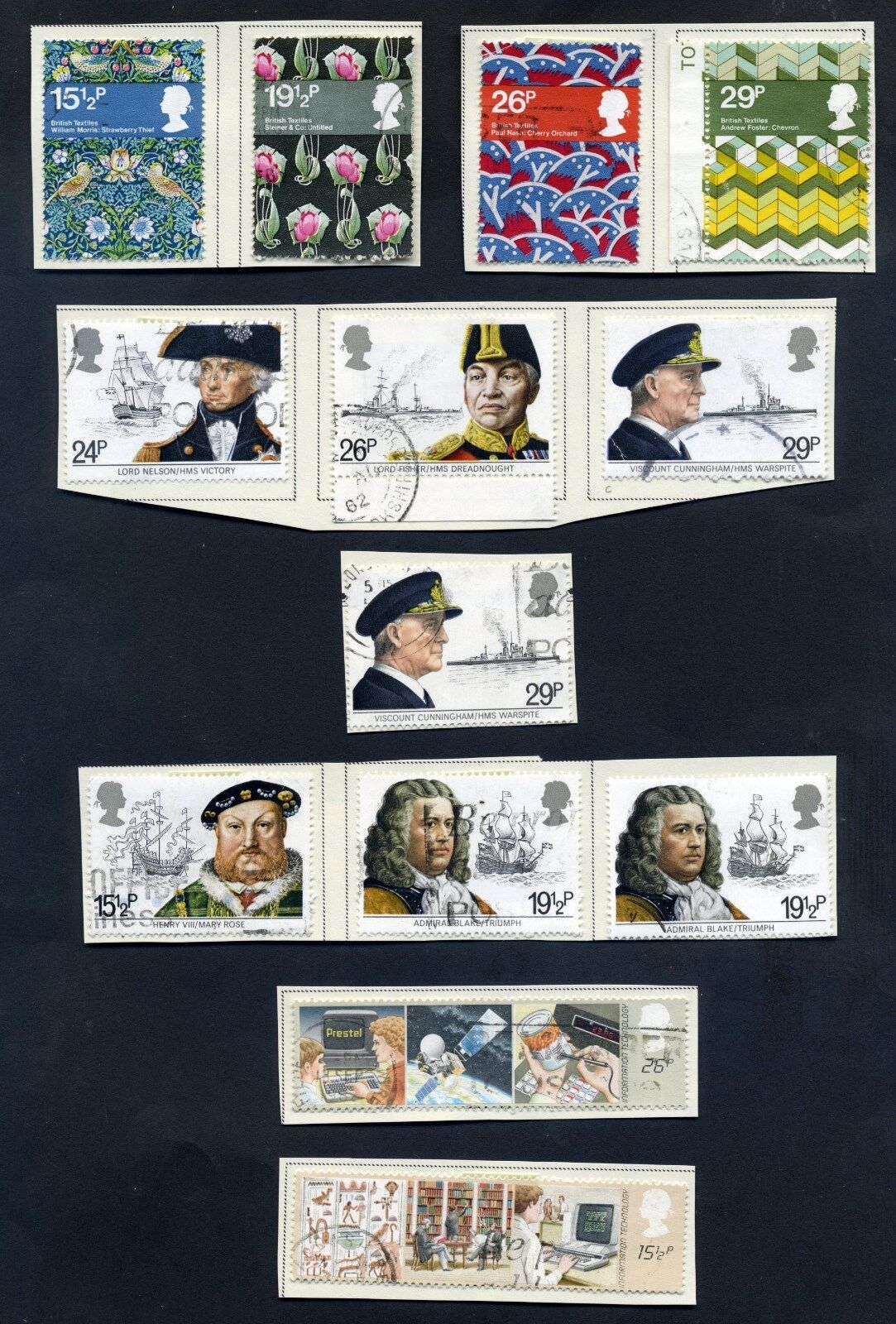 Lot of 40 stamps, UK, 1982 Scott 965-968, 983-1010, Eight Complete Sets Без бренда