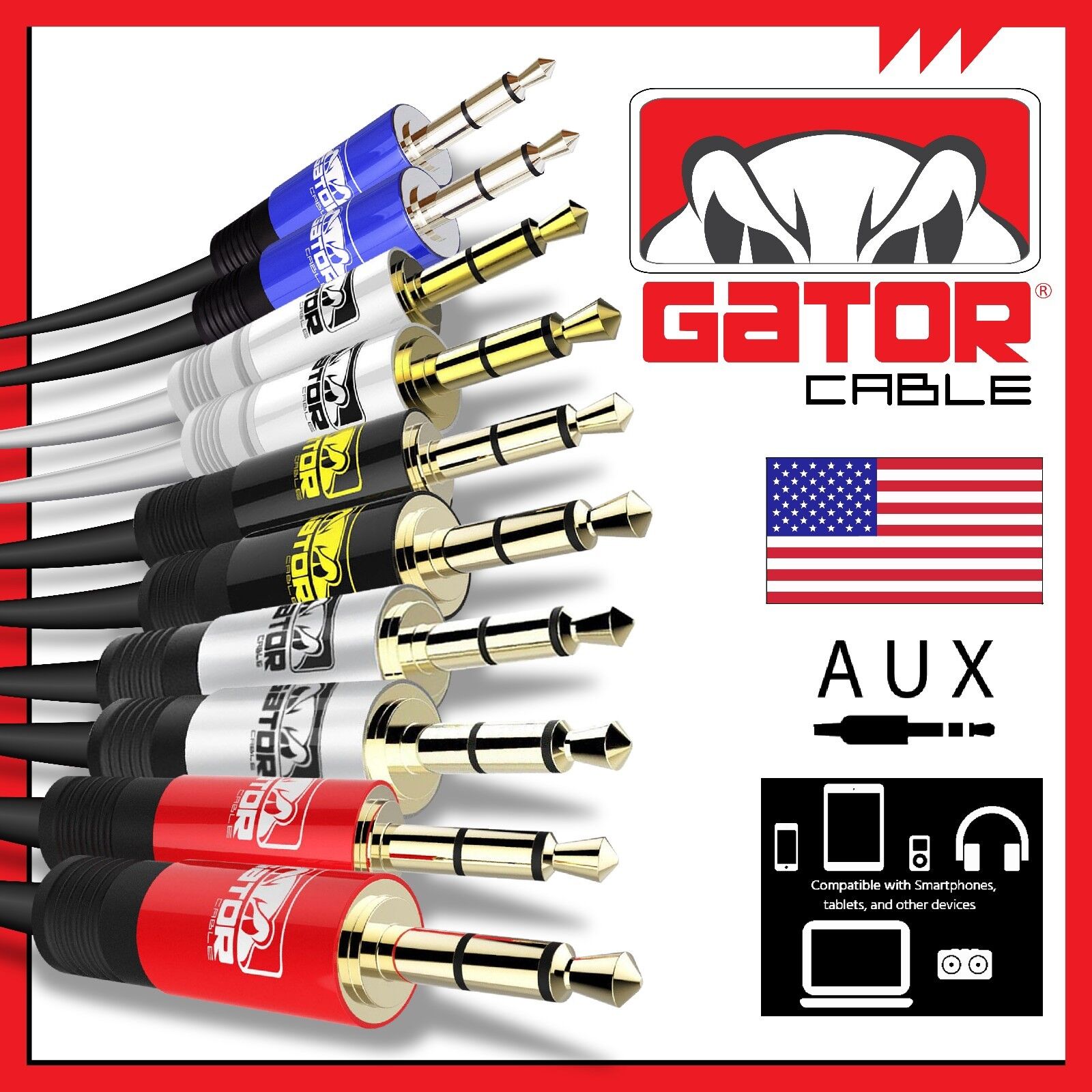 AUX 3.5mm Audio Cable Cord Male to Male For Phone iPhone Samsung LG Earphones Gator Cable AUX-3.5mm-Male-to-Male - фотография #2