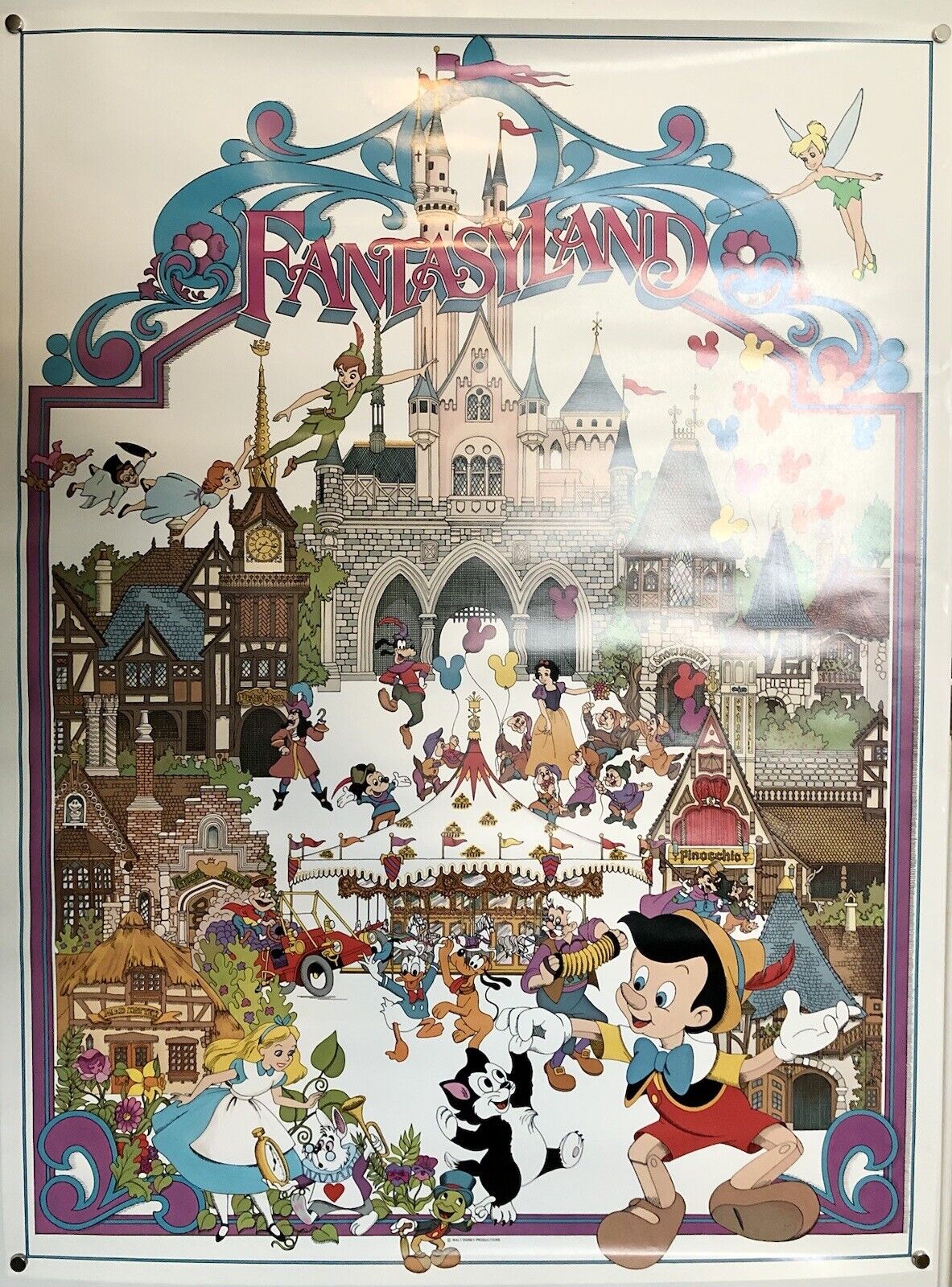 Vintage Walt Disney Productions FANTASYLAND Disneyland Disney World Poster New Disney - фотография #6
