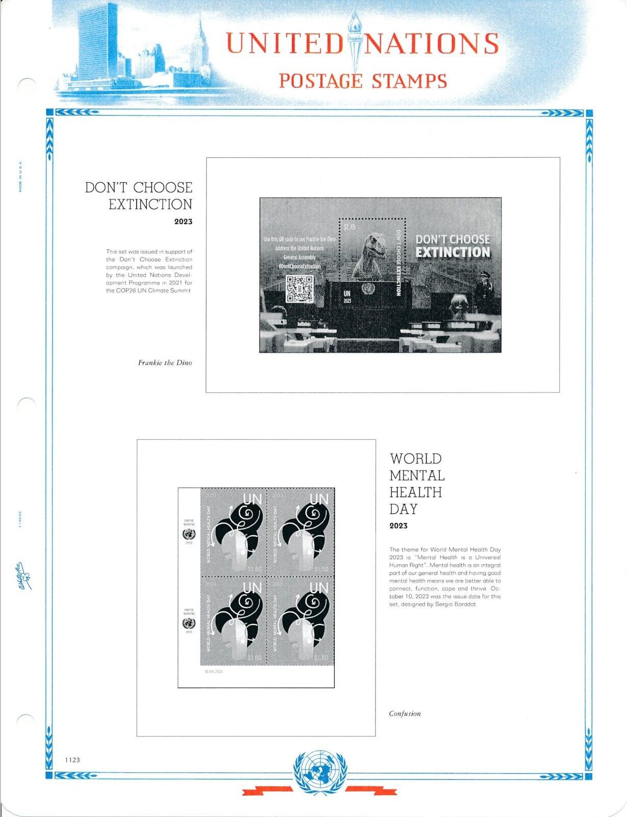WHITE ACE 2023 United Nations Inscription Blocks Stamp Album Supplement UNIB-69 WHITE ACE - фотография #3