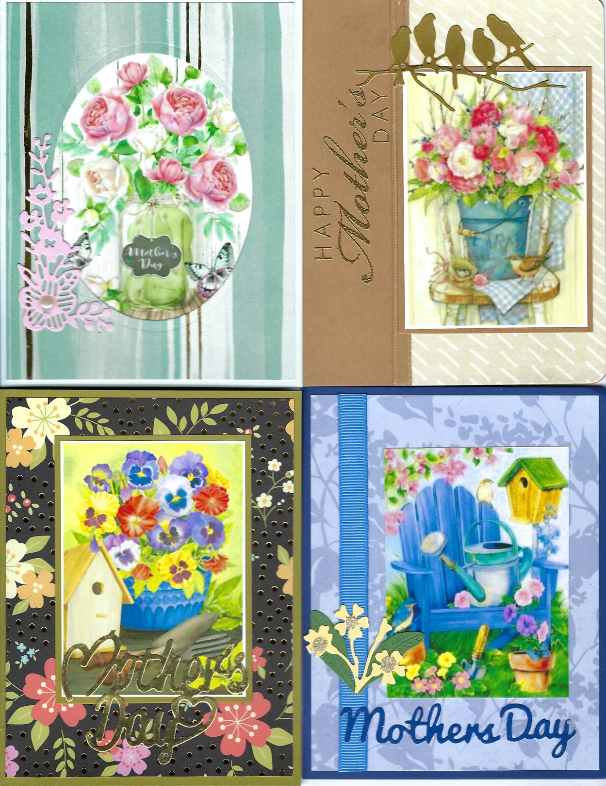 Handmade MOTHER'S DAY CARDS - #M 8--Lot of 4 Homemade