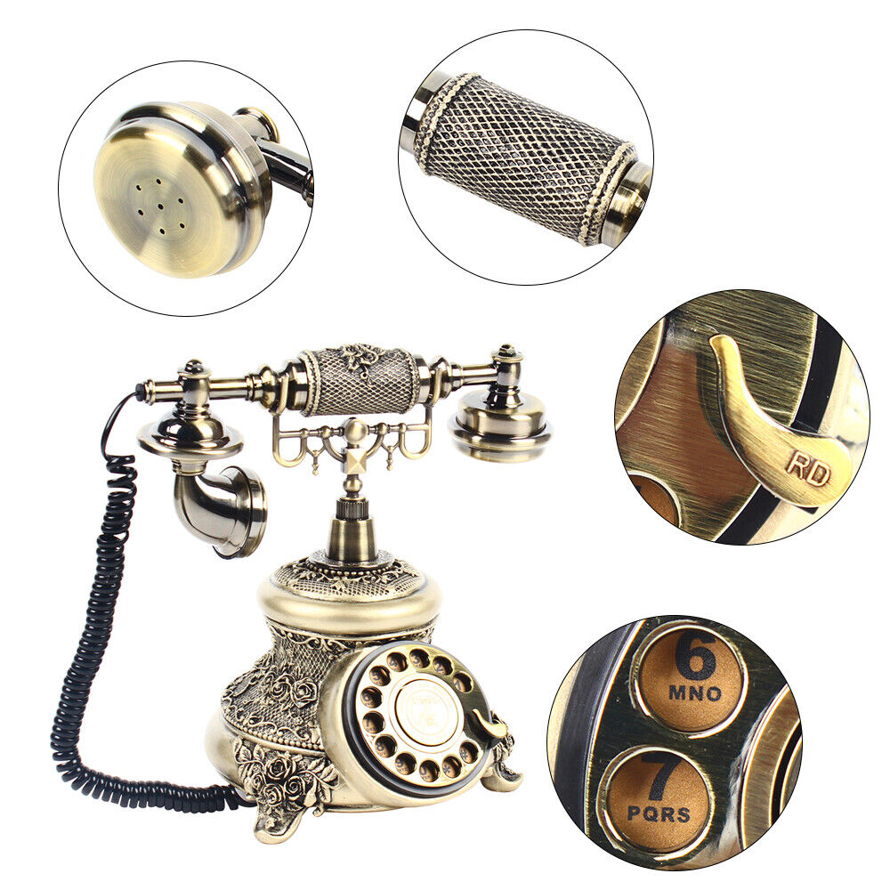 Vintage Bronze Telephone Antique Rotation Dial Phone One-Button Calls  HOT Unbranded Does Not Apply - фотография #10