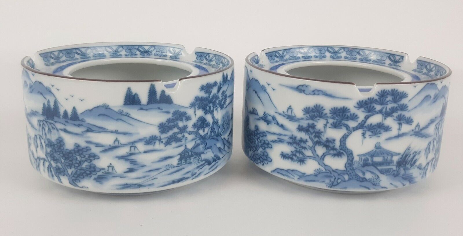 Vintage Porcelain Collectible Ashtrays The Sansui - Shibata Japan **Set of 2** The Sansui