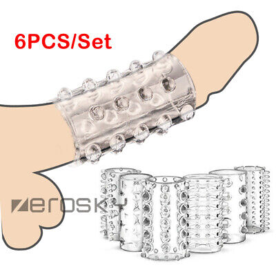 6PCS MEN-Reusable Condom-Penis-Extender-Enlarger-Sleeve-Bigger-Girth-Enhancer US Zerosky Does not apply - фотография #2
