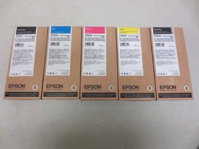 5x Ink Epson Surecolor T6921-T6925 Set for SC-T3000 SC-T5000 SC-T7000 *NEW* Epson T6921, T6922, T6923, T6924, T6925