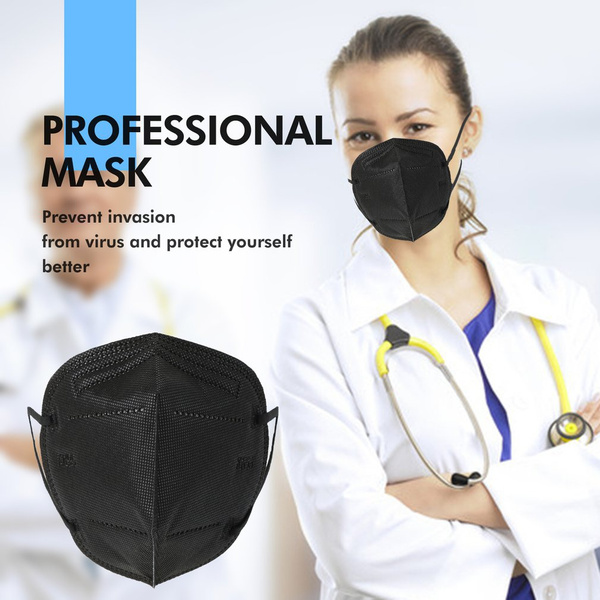 50 Pcs Black KN95 Protective 5 Layer Face Mask BFE 95% Disposable Respirator Unbranded KN95-FACE-MASK - фотография #4