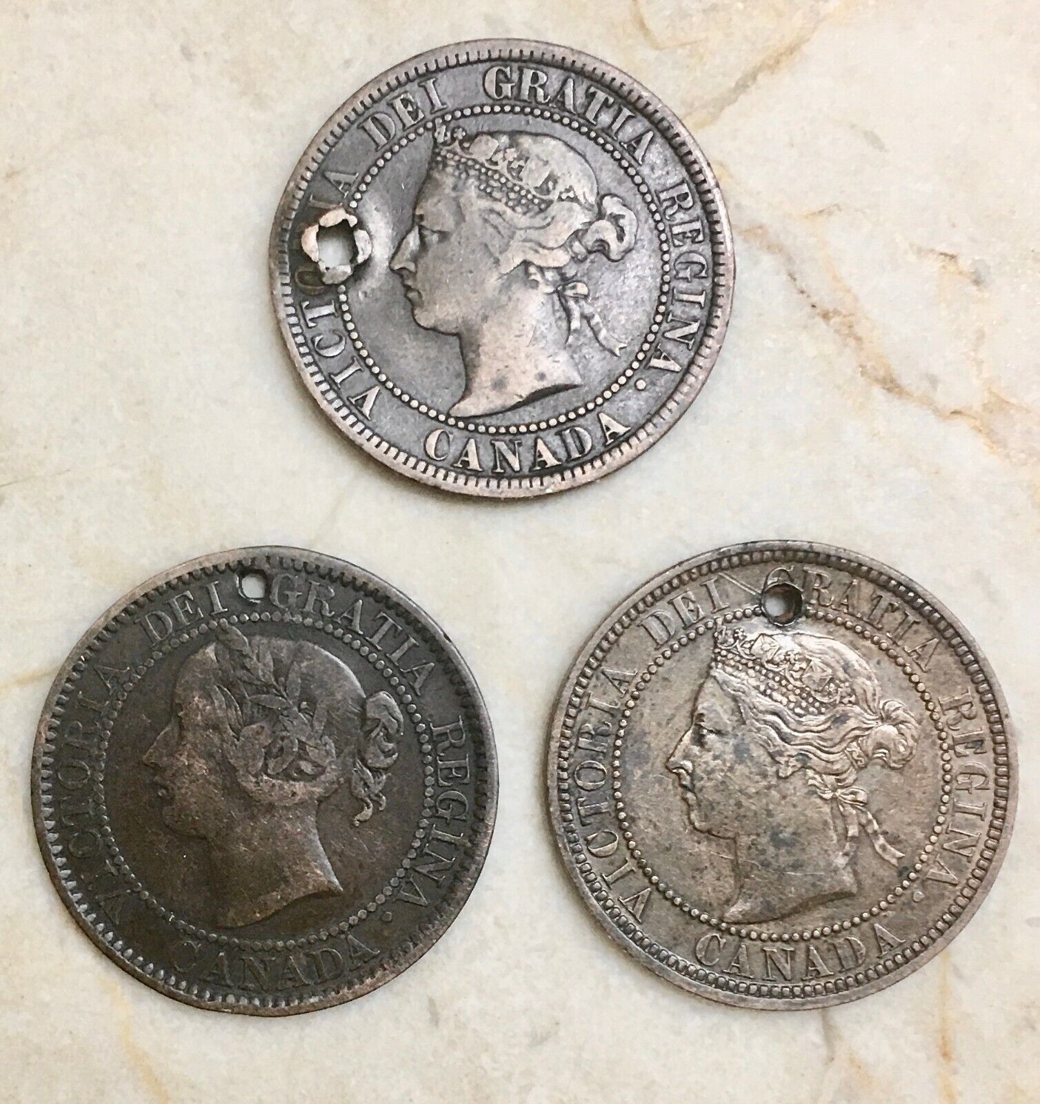 1859 - 1882-H CANADA ONE CENT VICTORIA DEL GRATIA REGINA three copper large cent Без бренда