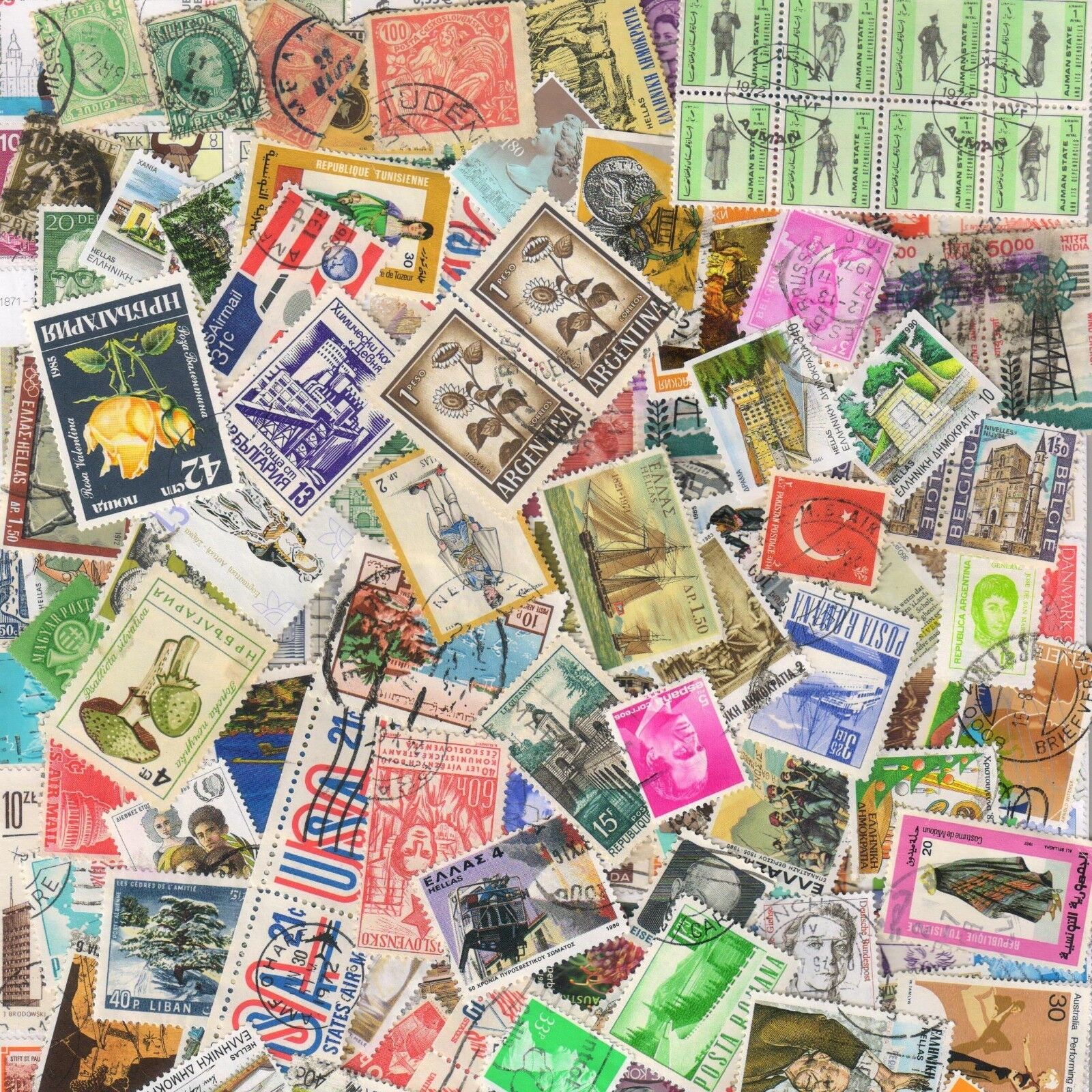 1000s ALL DIFFERENT OLD WORLD Stamps Collection Off Paper in Lot Packs of 150+ Authentic Postage Stamps (inc. non-UPU)U) - фотография #3