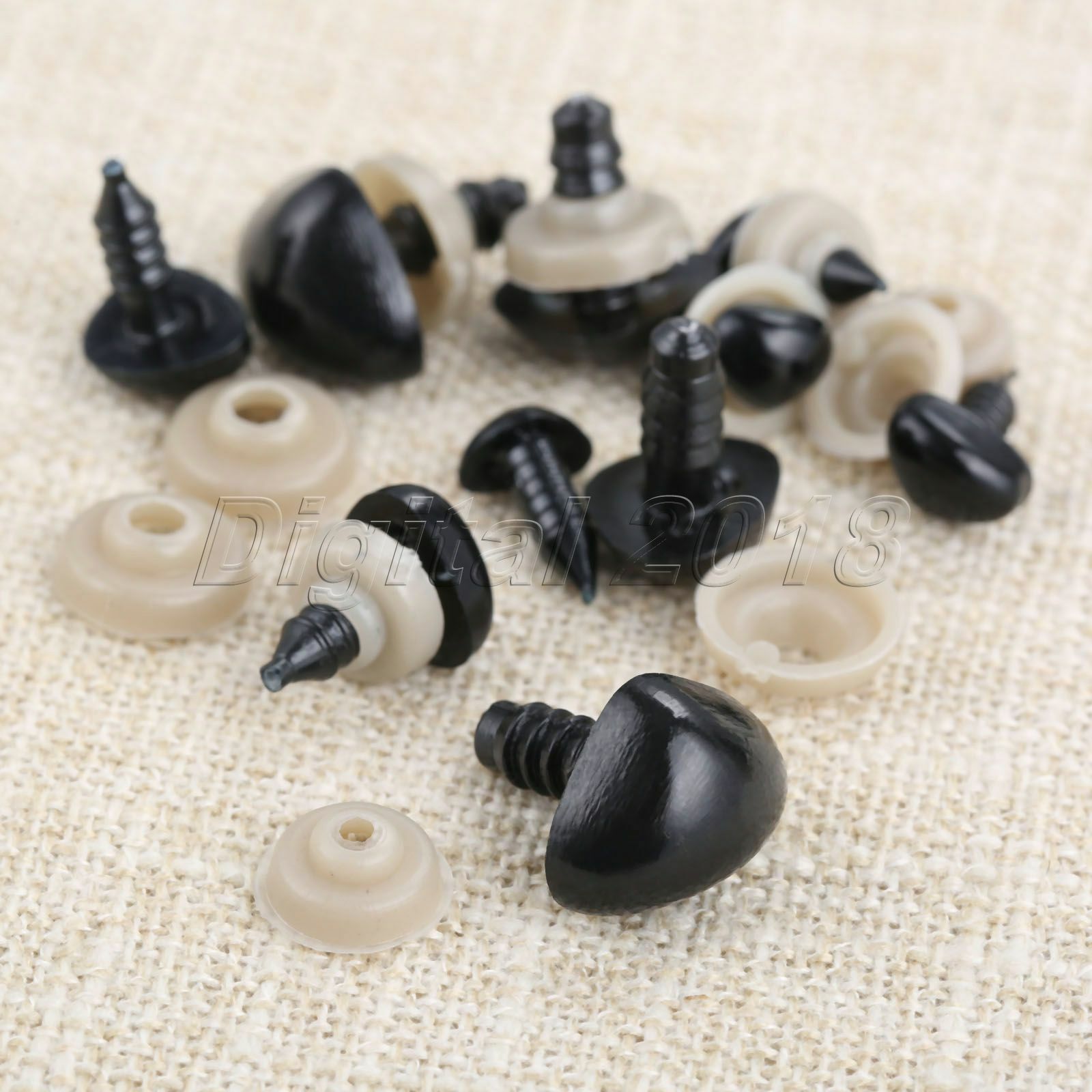 125Pcs 6*8mm-13*17mm Black Plastic Safety Nose For Doll Stuffed Animals Toys Unbranded Does Not Apply - фотография #11