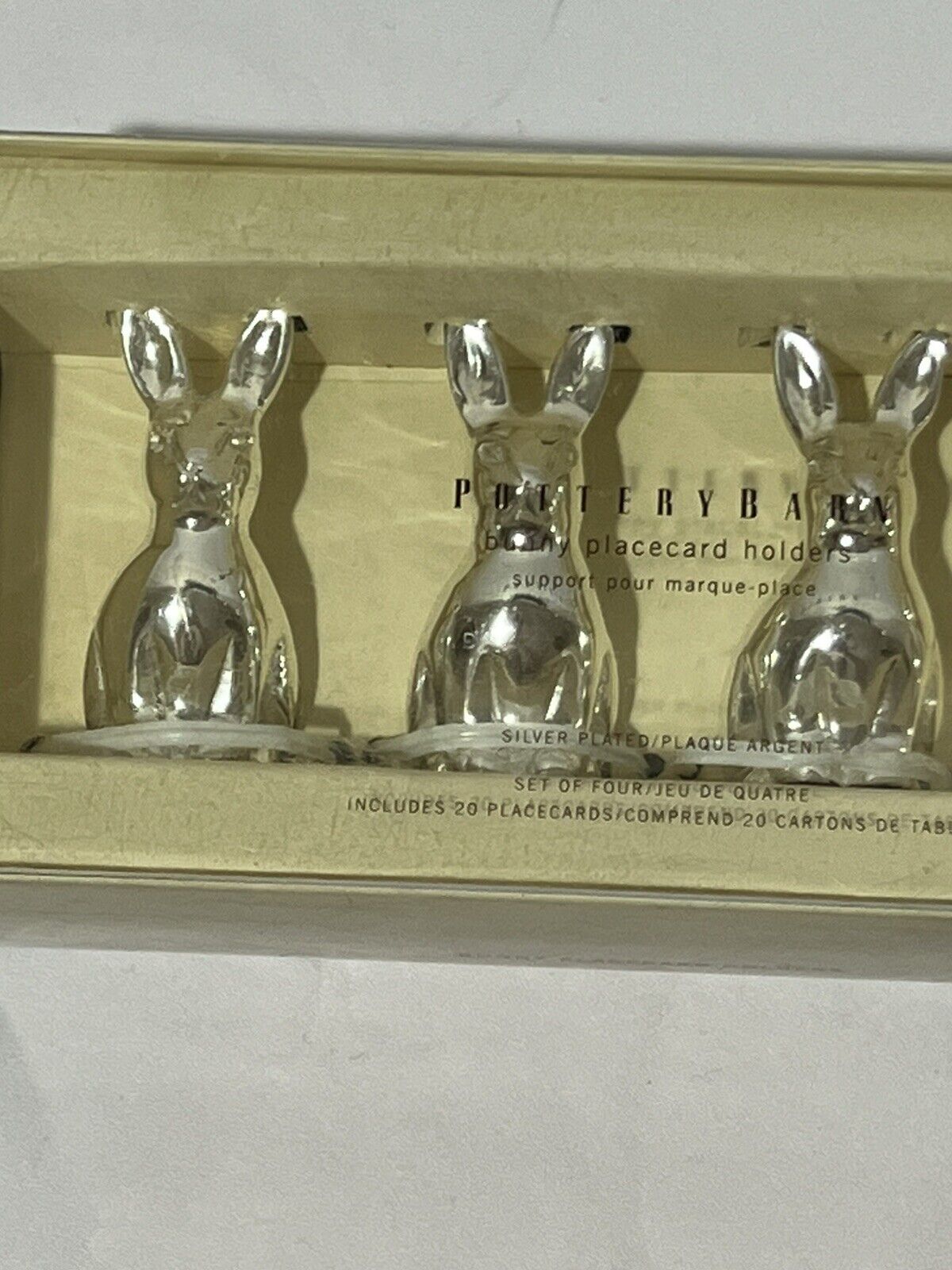 Pottery Barn NIB Weighted Bunny Rabbit Silver Place Card Holders Set Of 4 Без бренда - фотография #5