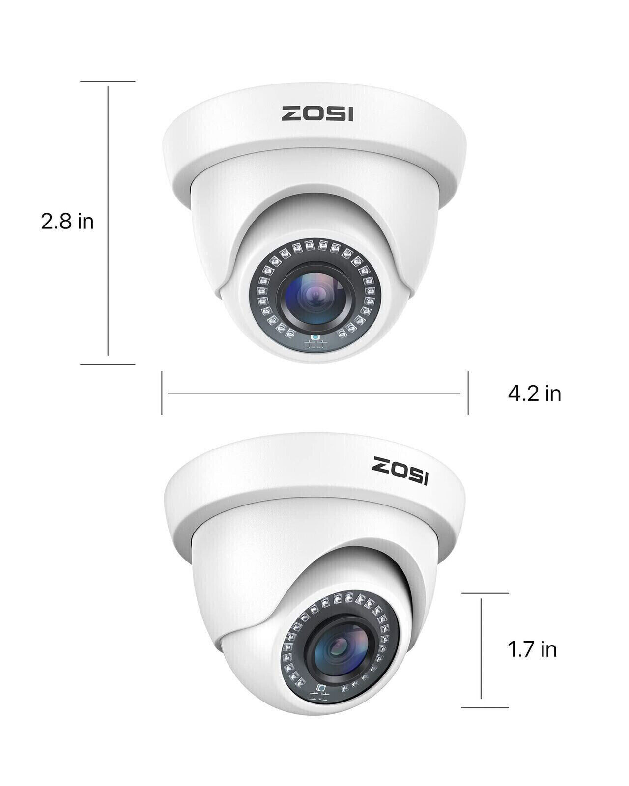 ZOSI 4Pcs 1080p TVI Outdoor CCTV Home Surveillance Security Dome Camera System ZOSI Does Not Apply - фотография #9