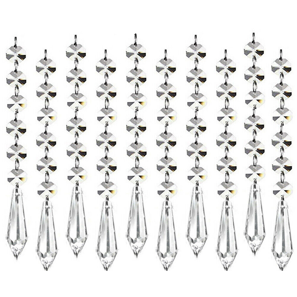 30pcs Acrylic Crystal Prisms Bead Wedding Garland Chain Chandelier Curtain Decor Unbranded