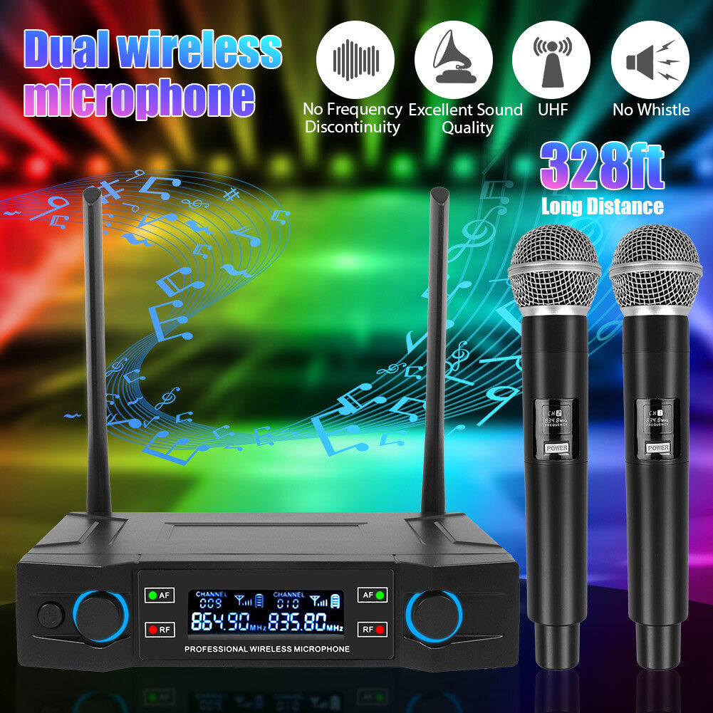 2 Channel UHF Wireless Dual Microphone Cordless Handheld Mic System Household US Unbranded / - фотография #4