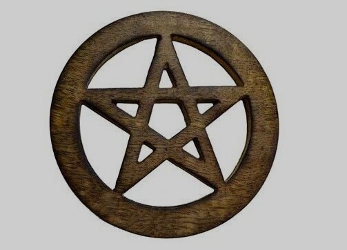 Wood Pentagram Altar Tile 4" Handmade Star Cut Out Pentacle Wicca Pagan Без бренда