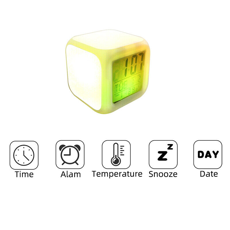 10pcs Blank Sublimation Digital Alarm Thermometer Night Glowing 7 Colors Clock Unbranded - фотография #9