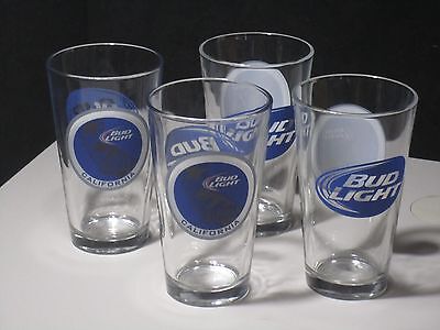 4 Bud Light California Republic State Bear 16 oz Beer Glasses CA Pint Man Cave Без бренда
