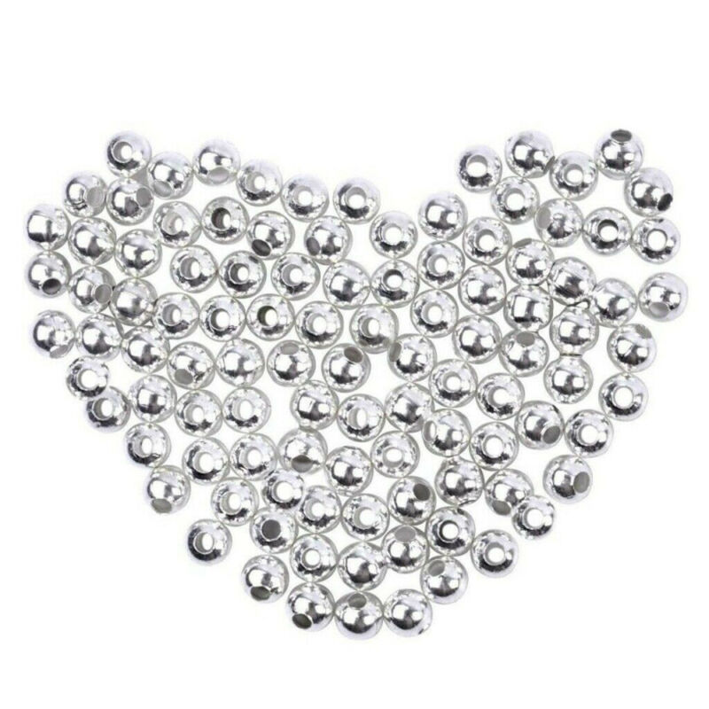 100X Genuine 925 Sterling Silver Round Ball Beads DIY Jewelry Making Findings US Yanqueens Does not apply - фотография #8