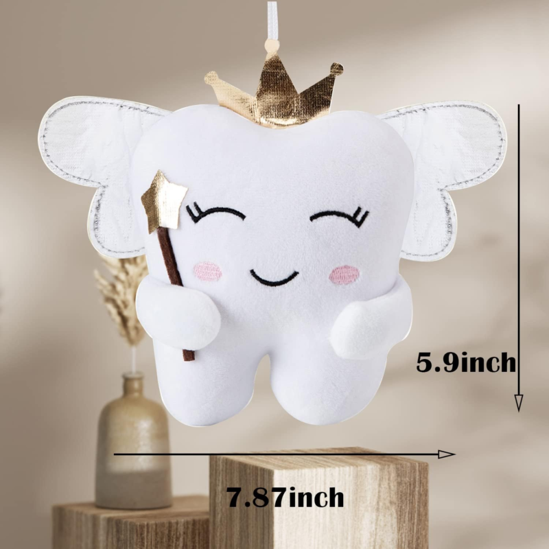 Tooth Fairy Pillow with Shiny Wings Embroidered Tooth Fairy Doll with Pocket Cry Does not apply - фотография #3