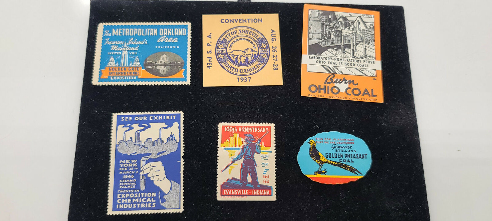Lot Of 6 Vintage Poster Stamps From Exhibits, Coal Industry & State Celebrations Без бренда
