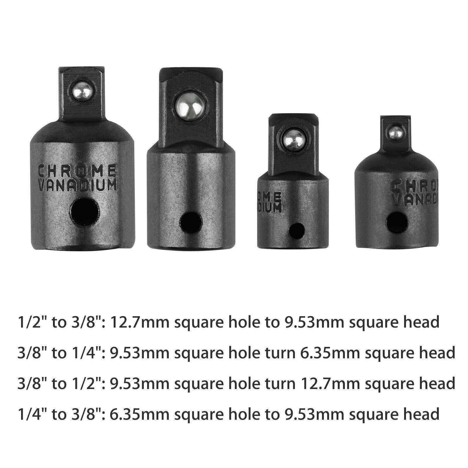 4-pack 3/8" to 1/4" 1/2 inch Drive Ratchet SOCKET ADAPTER REDUCER Air Impact Set Geartronics Does Not Apply - фотография #3
