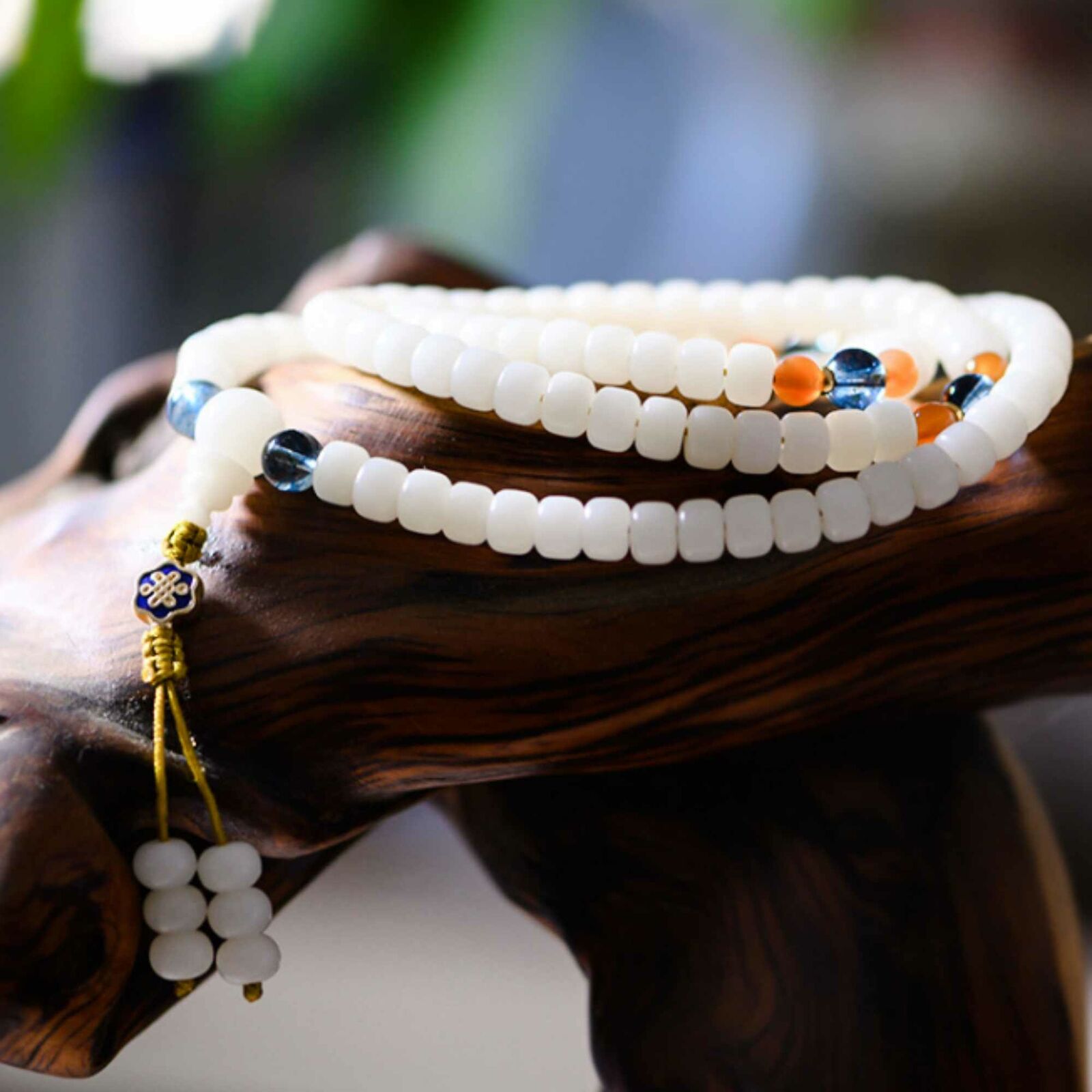 8mm Fashion natural white jade bodhi root Barrel beads bracelet Souvenir Mental Unbranded - фотография #3