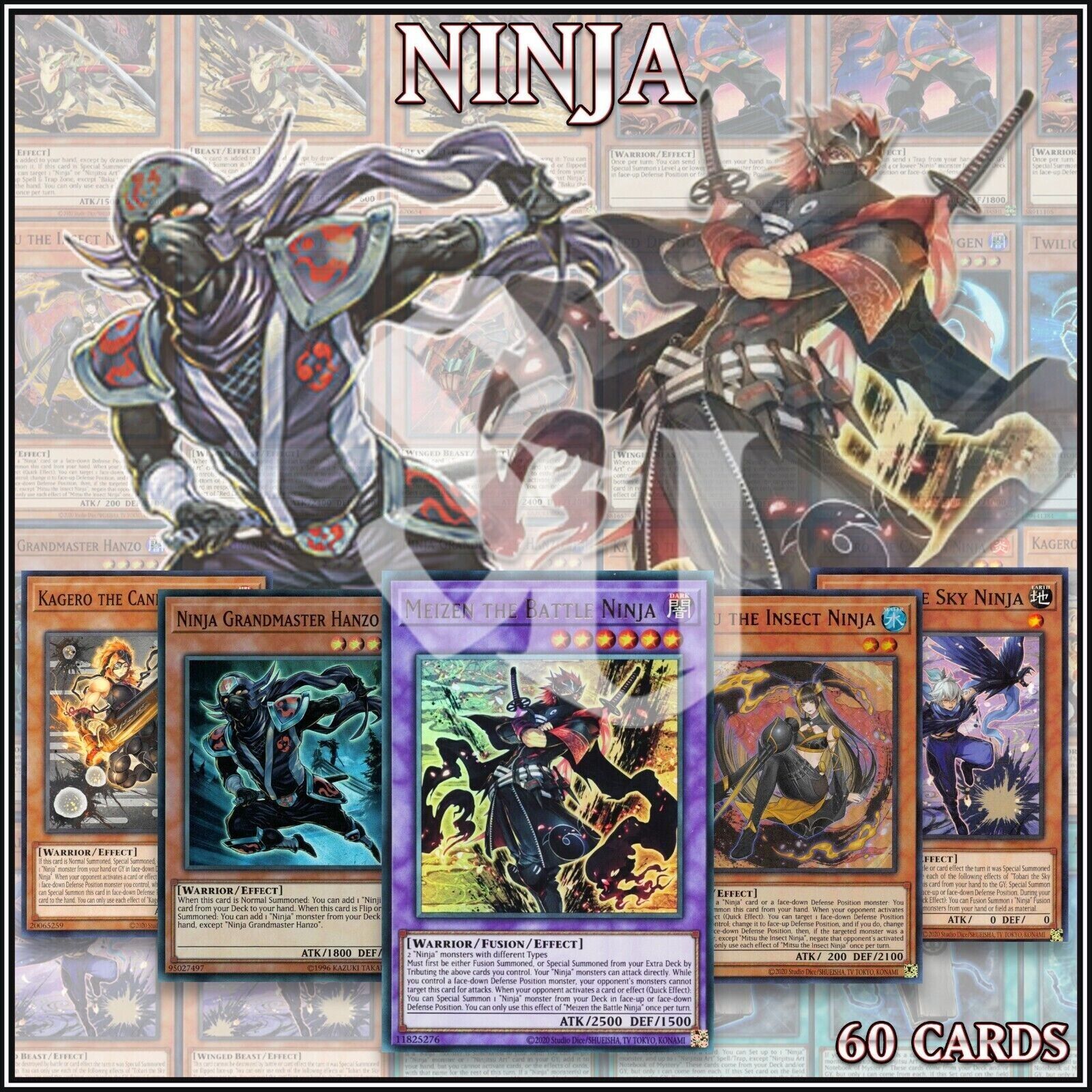 NINJA DECK 60 | Maizen Battle Insect Sky Ninja Hanzo Kagero Ninjitsu YuGiOh Без бренда
