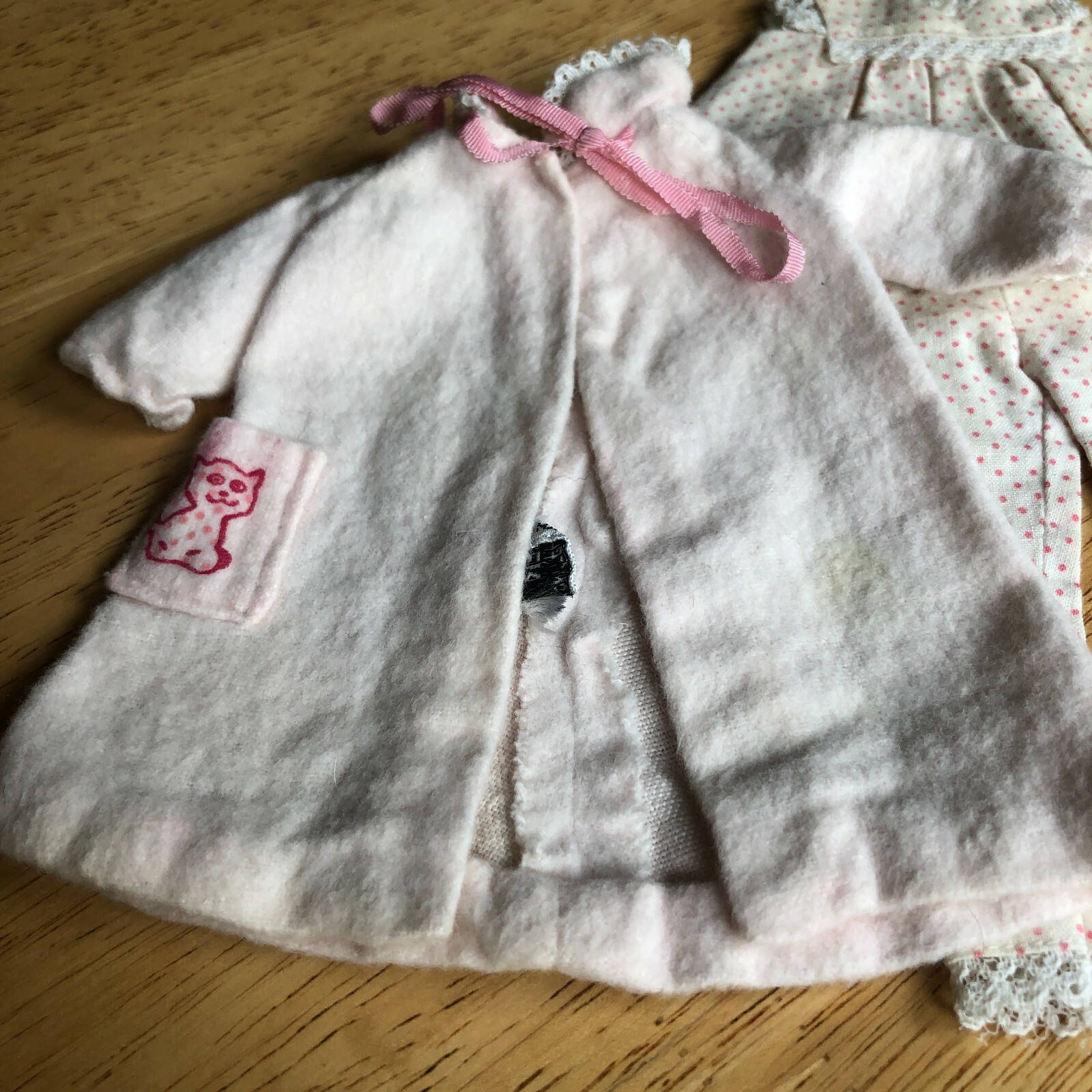 1964-65 Barbie's sister Skipper set #1909 "Dreamtime" Pajama & Robe + felt cat  Mattel - фотография #11