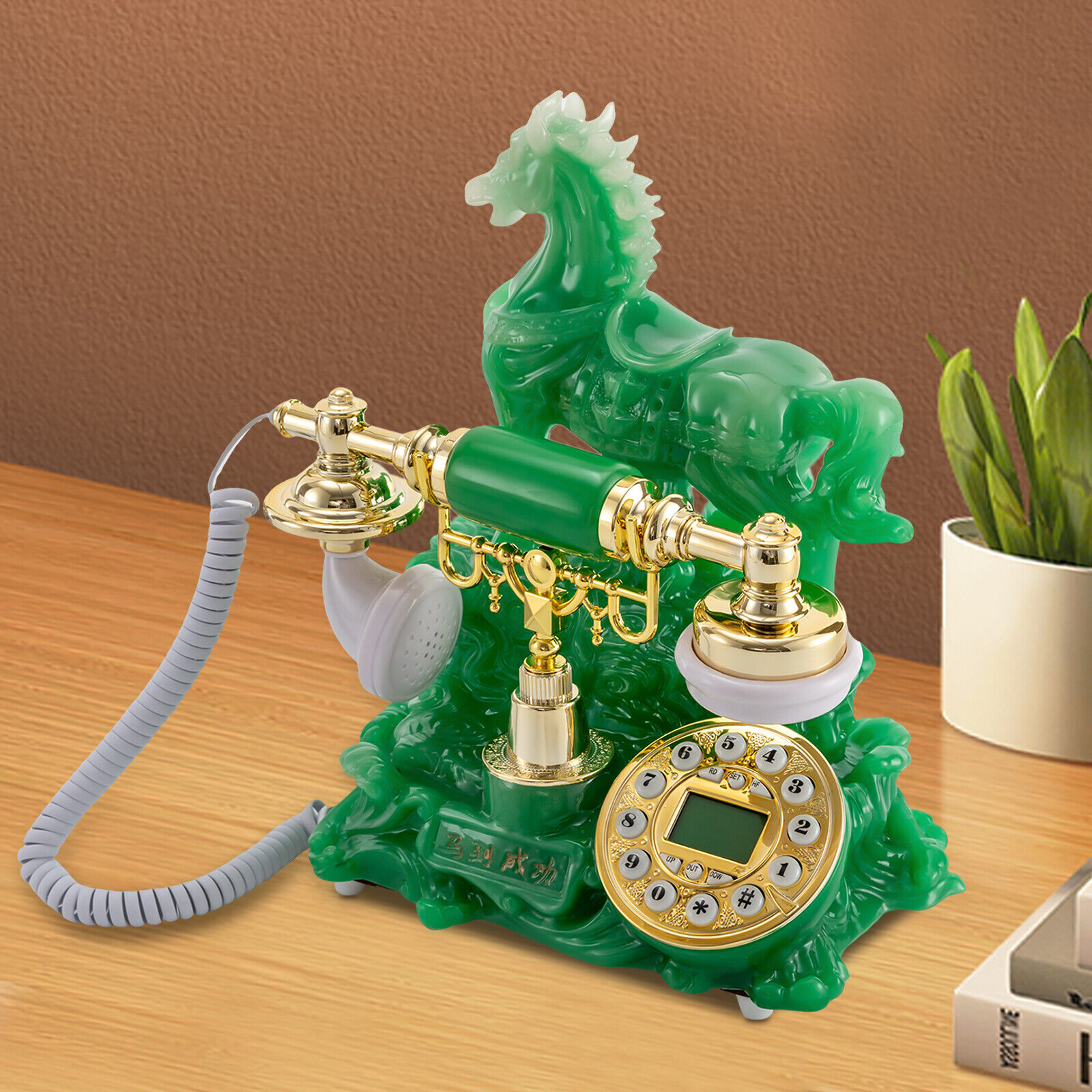 Retro Horse Design Telephone Dial Corded Phone Exquisite Workmanship Green NEW Unbranded Does not apply - фотография #12